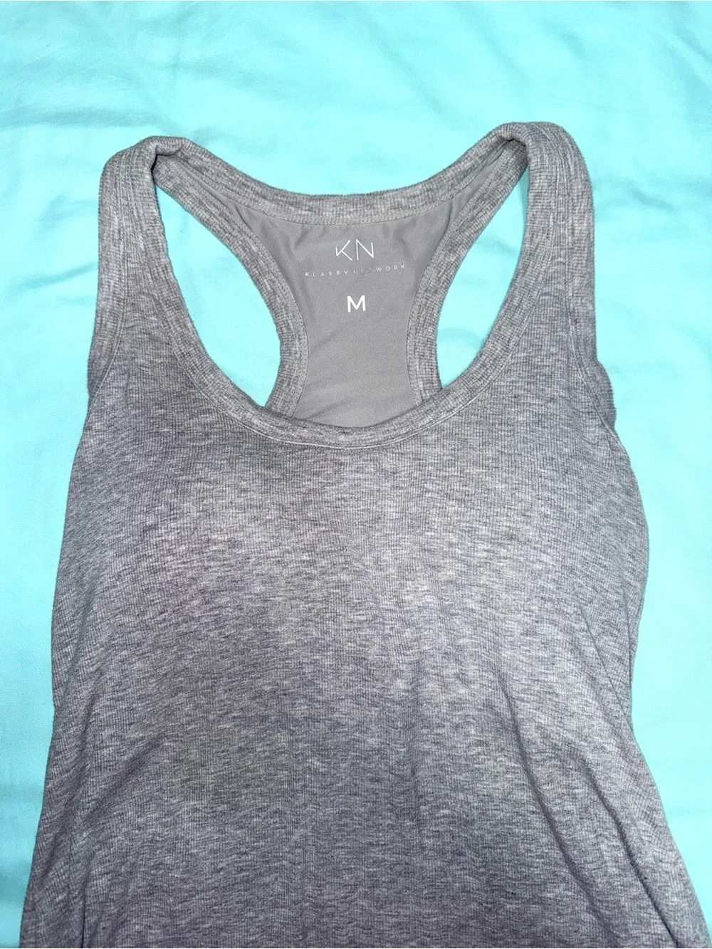 Klassy Network Gray Racerback Tank Top - built in bra - super soft!!